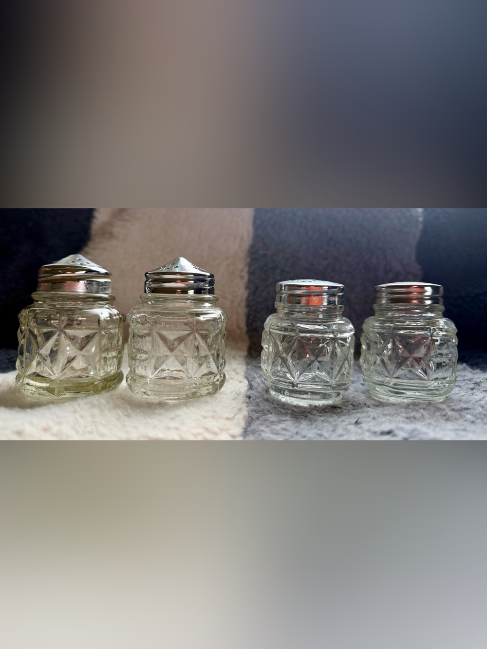 Vintage glass salt and pepper shakers - 2 sets